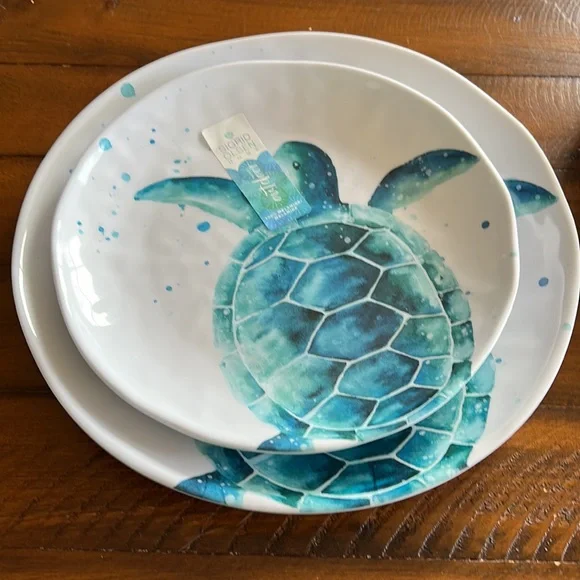 Sigrid Olsen Melamine Sea Turtle 11” Dinner Plates Set of Four NWT - Picture 6 of 6